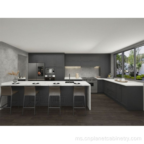 Perabot dapur prefab lacquer hitam perabot dapur kabinet